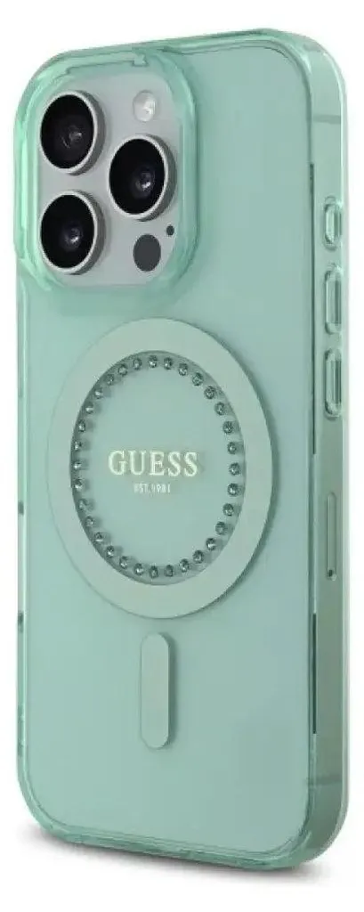 Custodia Guess iPhone 16 Pro Max 6.9 Verde IML Strass MagSafe Originale
