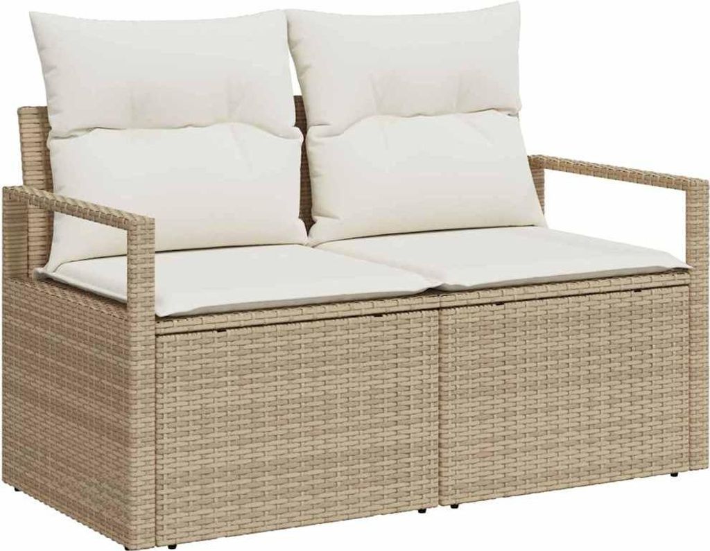 vidaXL Garten-Sofa mit Kissen 120 x 62 x 69 cm Poly-Rattan