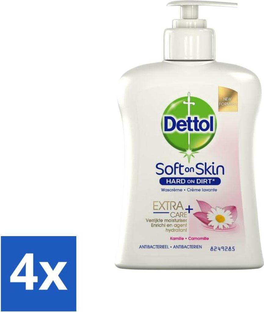 Dettol Handseife Antibakterielle Feuchtigkeitsspendende Kamille 250 ml - Vorteilspack - 4 Stücke