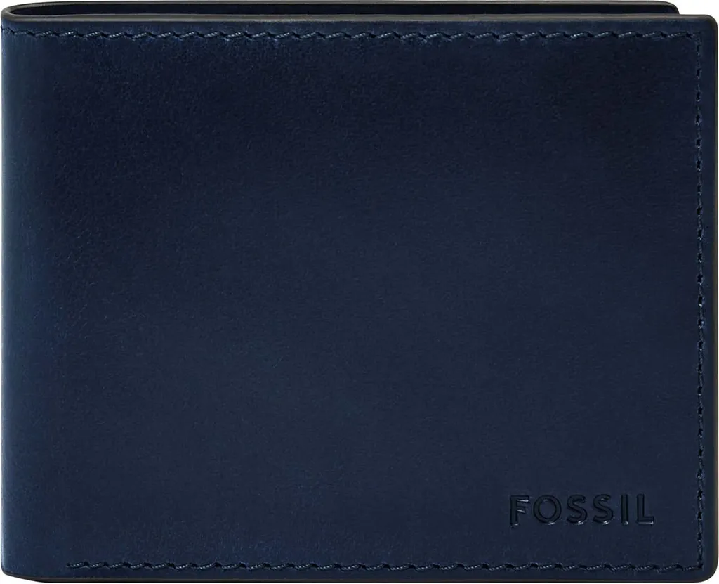 Petit Portefeuille Derrick Fossil Bleu Marine Idéal pour Cartes et ID