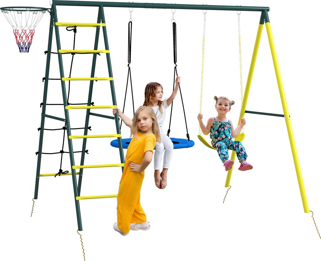Zestaw huśtawek dla dzieci Outsunny, zestaw huśtawek 4 w 1 Zdjęcie produktu 