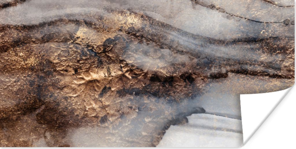 MuchoWow Poster Sturm - Gold - Abstrakt 80x40 cm - Wanddeko