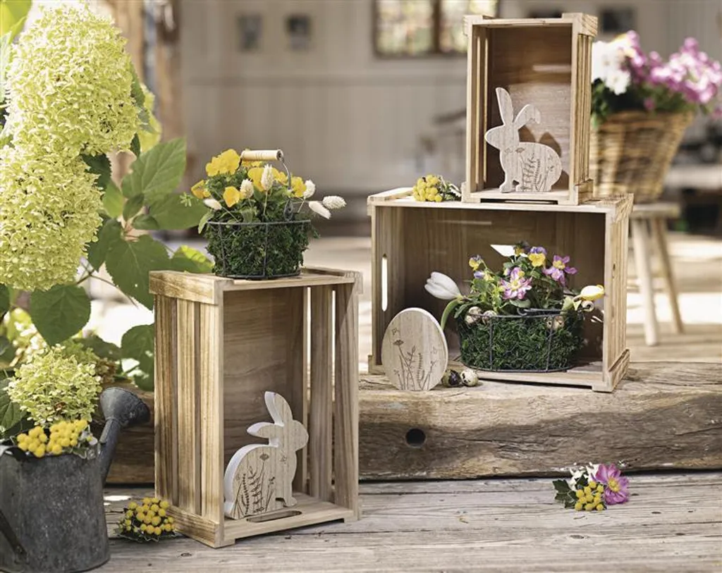 Rangement caisse en bois avec poignées, Lot de 3, idéal pour organisation