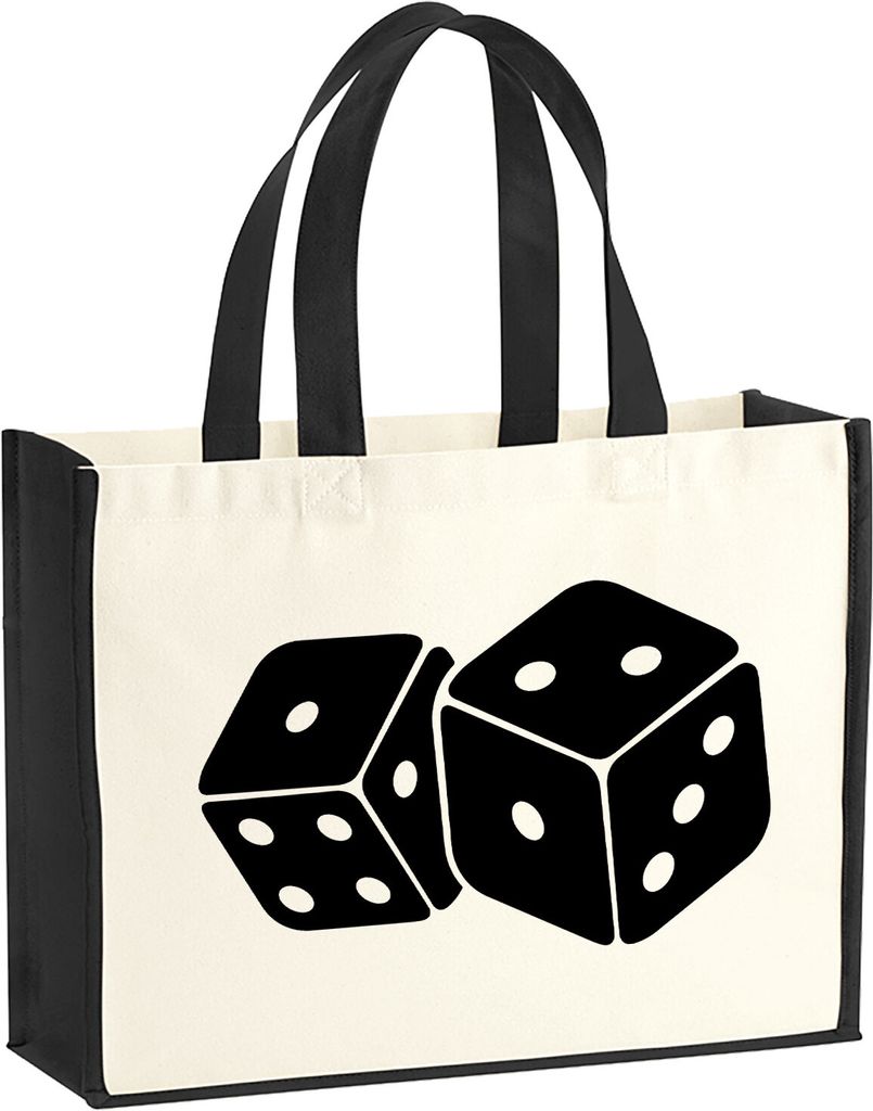 Huuraa Jutetasche Würfel Dice Geschenk 21 Liter Black Jute und Baumwolle Einkaufstasche Würfel Geschenkidee