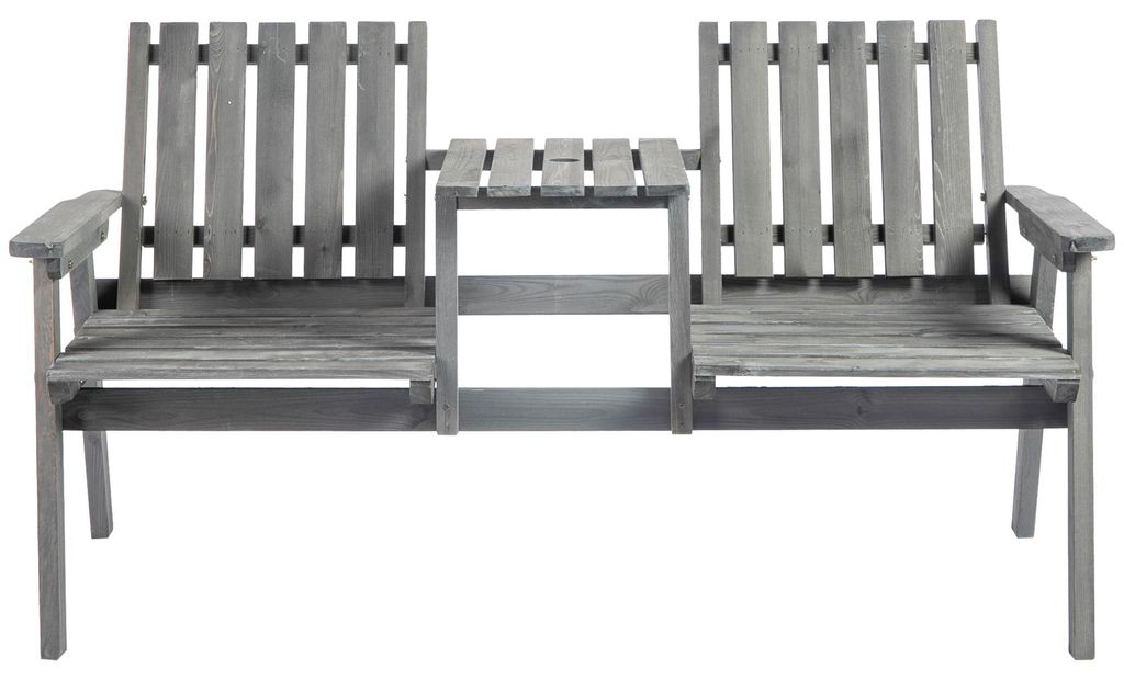Outsunny tuinstoel met tafel, tuinmeubilair met parasolgat, Productafbeelding 