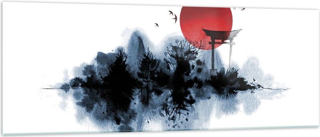 Bilder auf glas - Einteilig - Rot Sonne Tor - 140x50cm - Glasbilder - Wandbilder - Bilder - zum Aufhängen bereit - Wanddekoration aus Glas - Glas ...