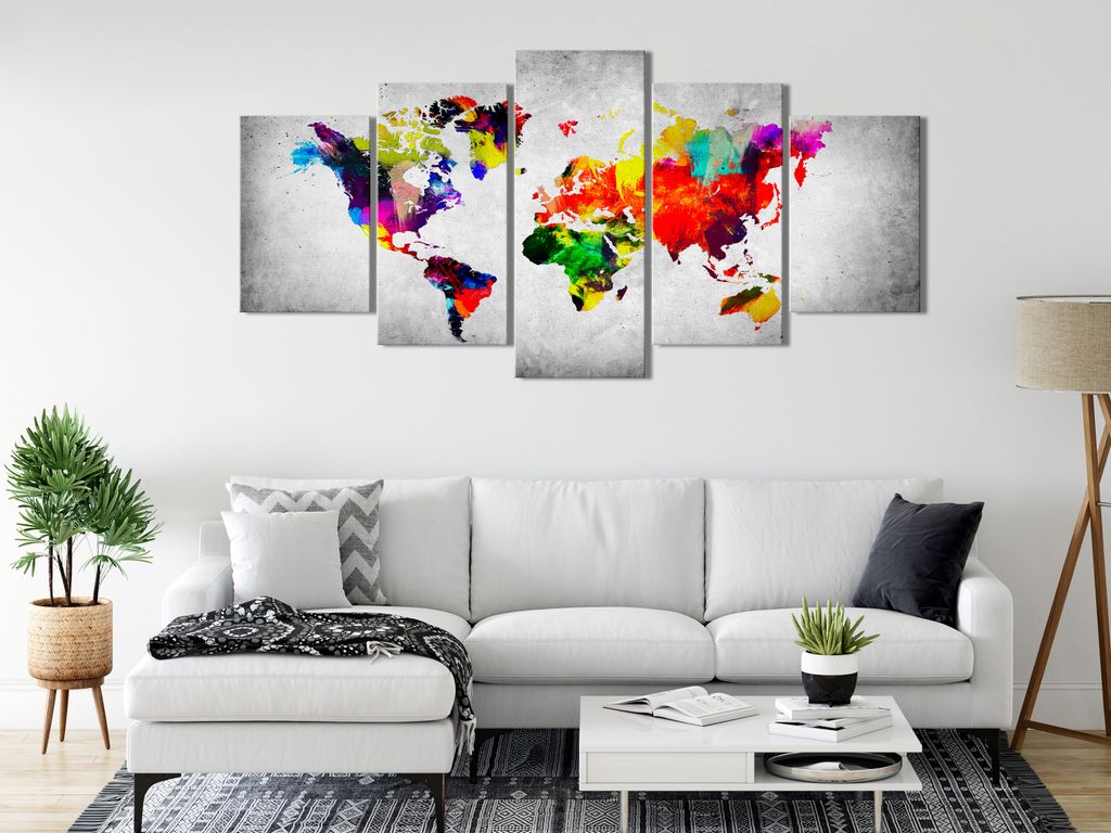 WELTKARTE ABSTRAKT Acrylglasbild Modern Wandbild Glasbilder Bilder k-C-0118-k-m