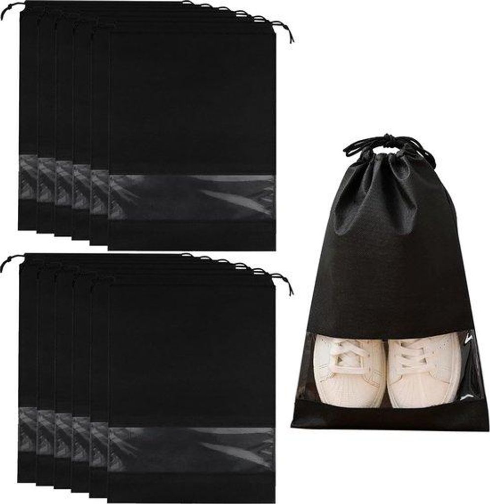12 Stofftaschen mit Riemen, Schuhbeutel, wasser- und staubdicht, Schuhbeutel für Schuhe und Kleidung, Herren- und Damenartikel, Alltags- und Reise...