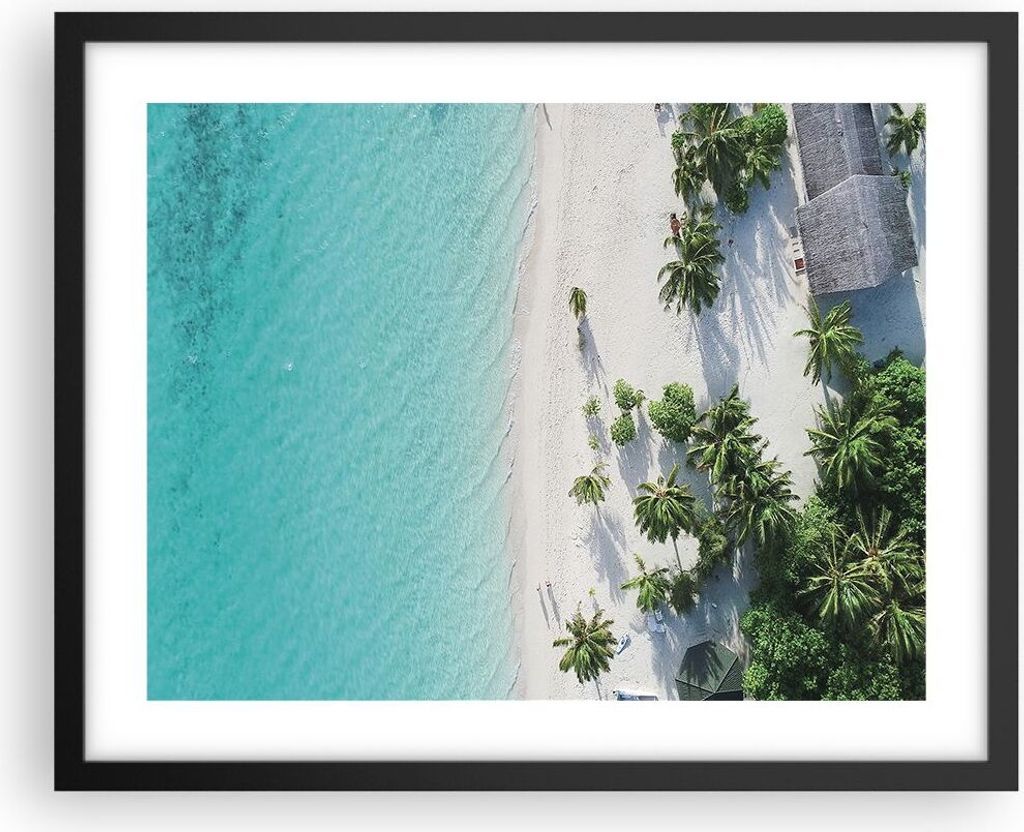 Gerahmtes Poster - Schwarzer Rahmen - Luftaufnahmen himmlisch Strand - 50x40 cm - Wand Bild - Wanddeko - Wandbilder - Kunstposter - Wandposter - Bi...