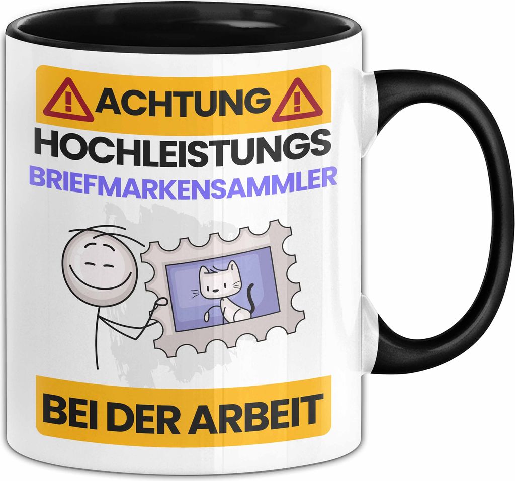 Briefmarkensammler Tasse Geschenk Lustiger Spruch Geschenkidee für Briefmarkensammler Achtung Hochleistungs Briefmarkensammler Bei Der Arbeit (Sch...