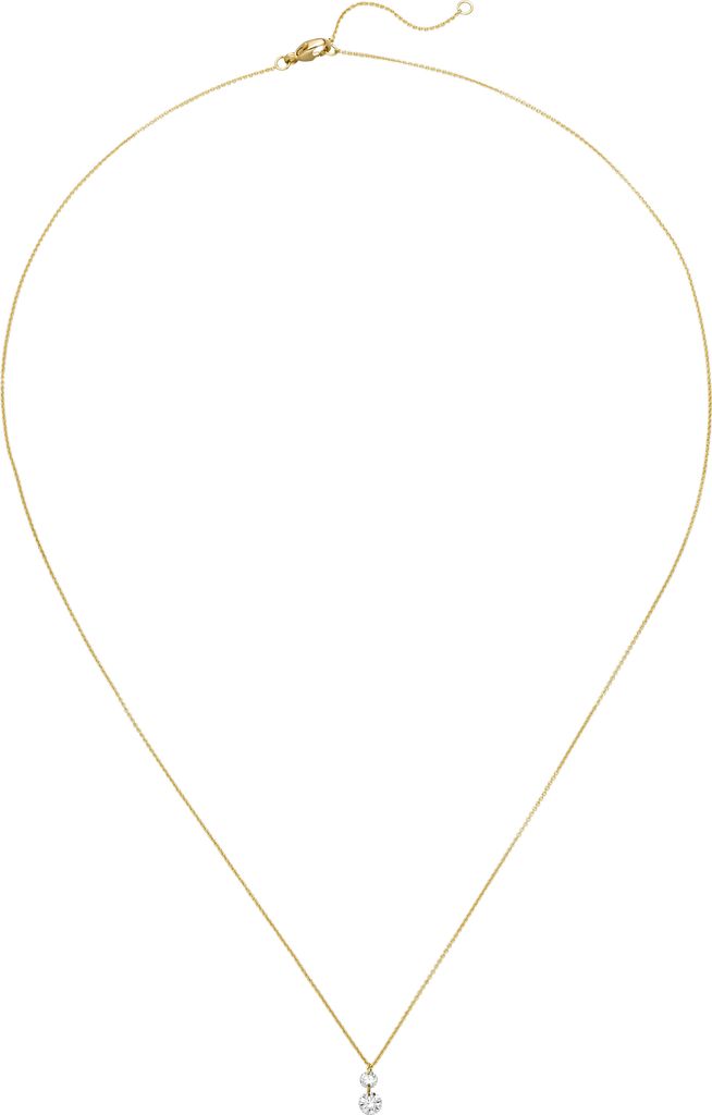 Collier 750 Gold Gelbgold 2 Diamanten Brillanten 45 cm Produktbild 
