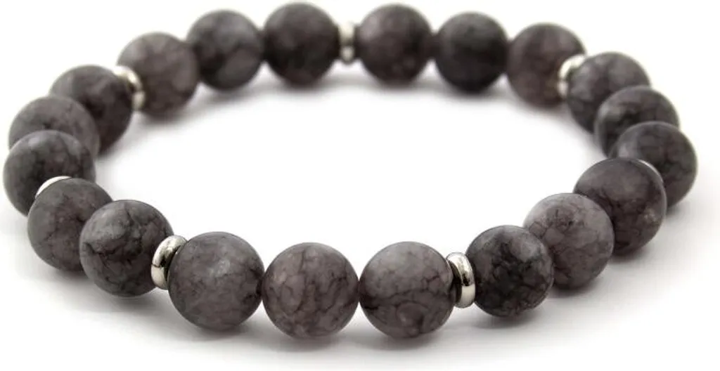 Bracelet perles jade gris 19 cm MINK87 - Finition soignée et éclat pur
