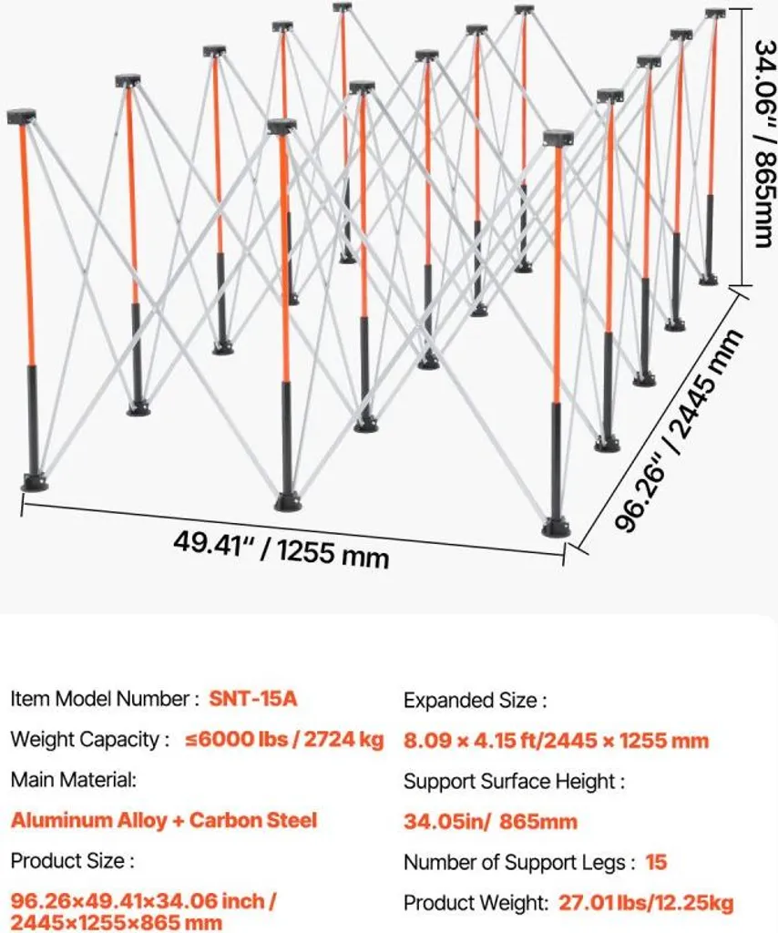 Support de montage stable et robuste pliable 2467mm haute capacité charge