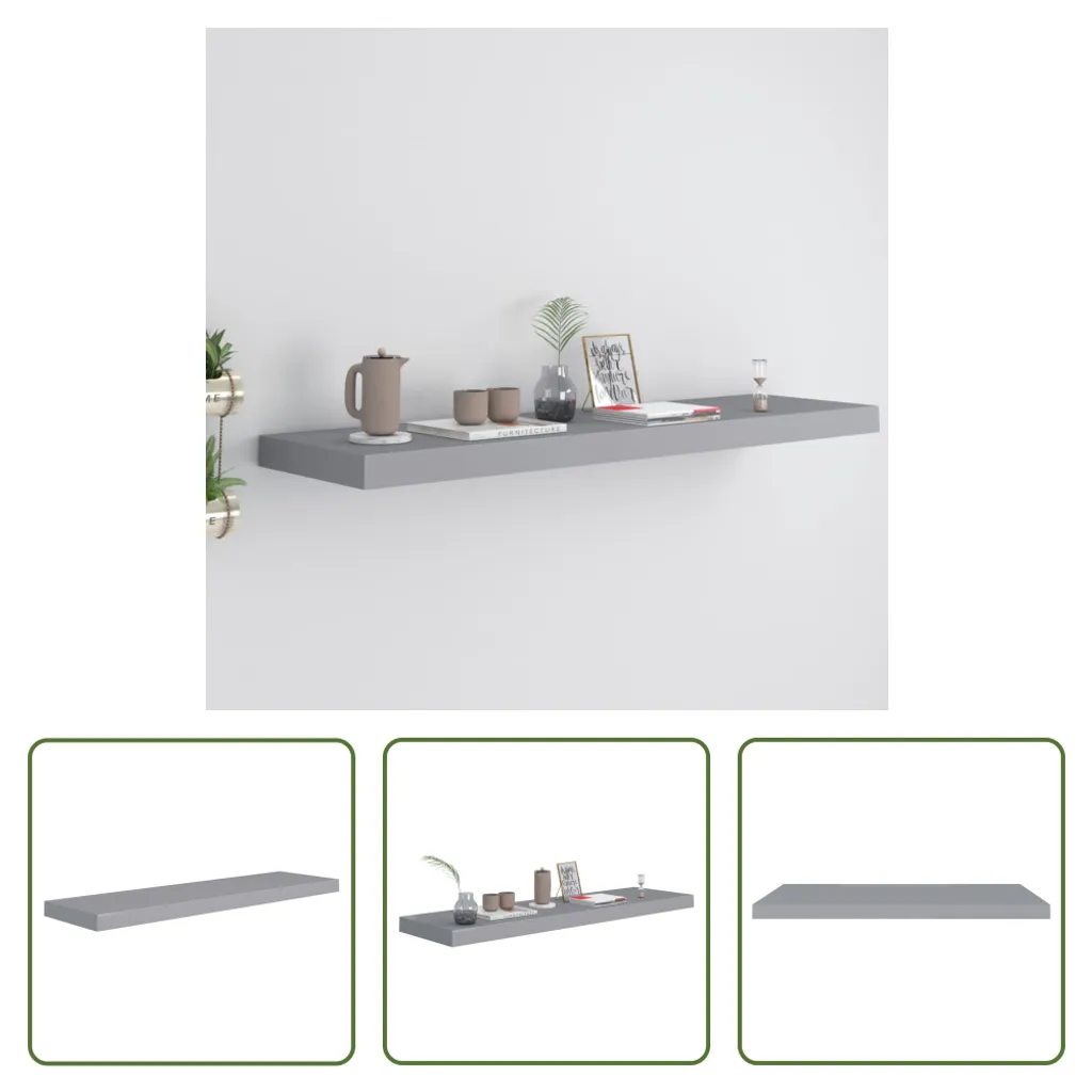 Mensola a Scomparsa Grigio 90x23.5cm | Arredo Moderno The Living Store - 8