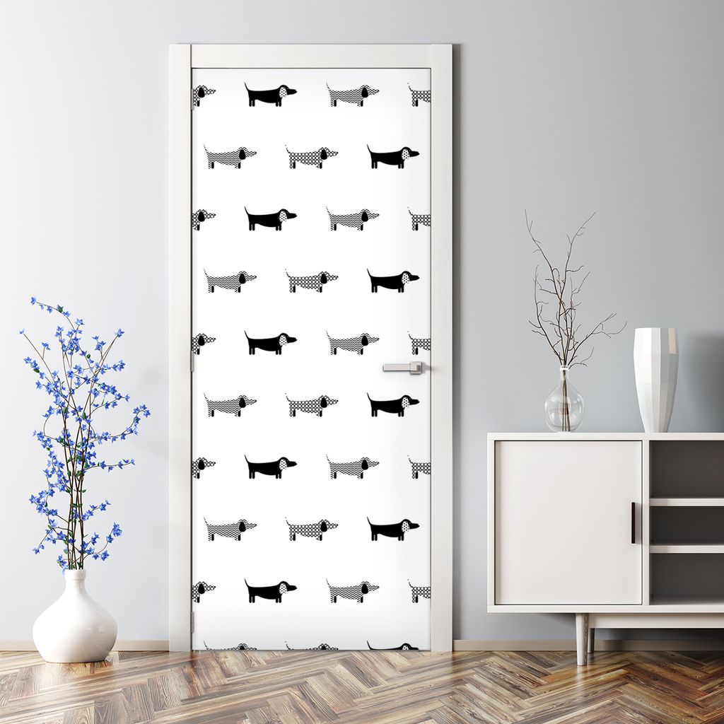 Dekorative Türtapete selbstklebend Aufkleber Klebefolie Dackel Tiere Hunde 85 x 200 cm