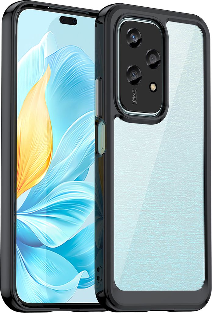 Schutzhülle für Honor 200 Lite Klar Rückseite Stoßfeste TPU Silikon Bumper Hülle Schwarz