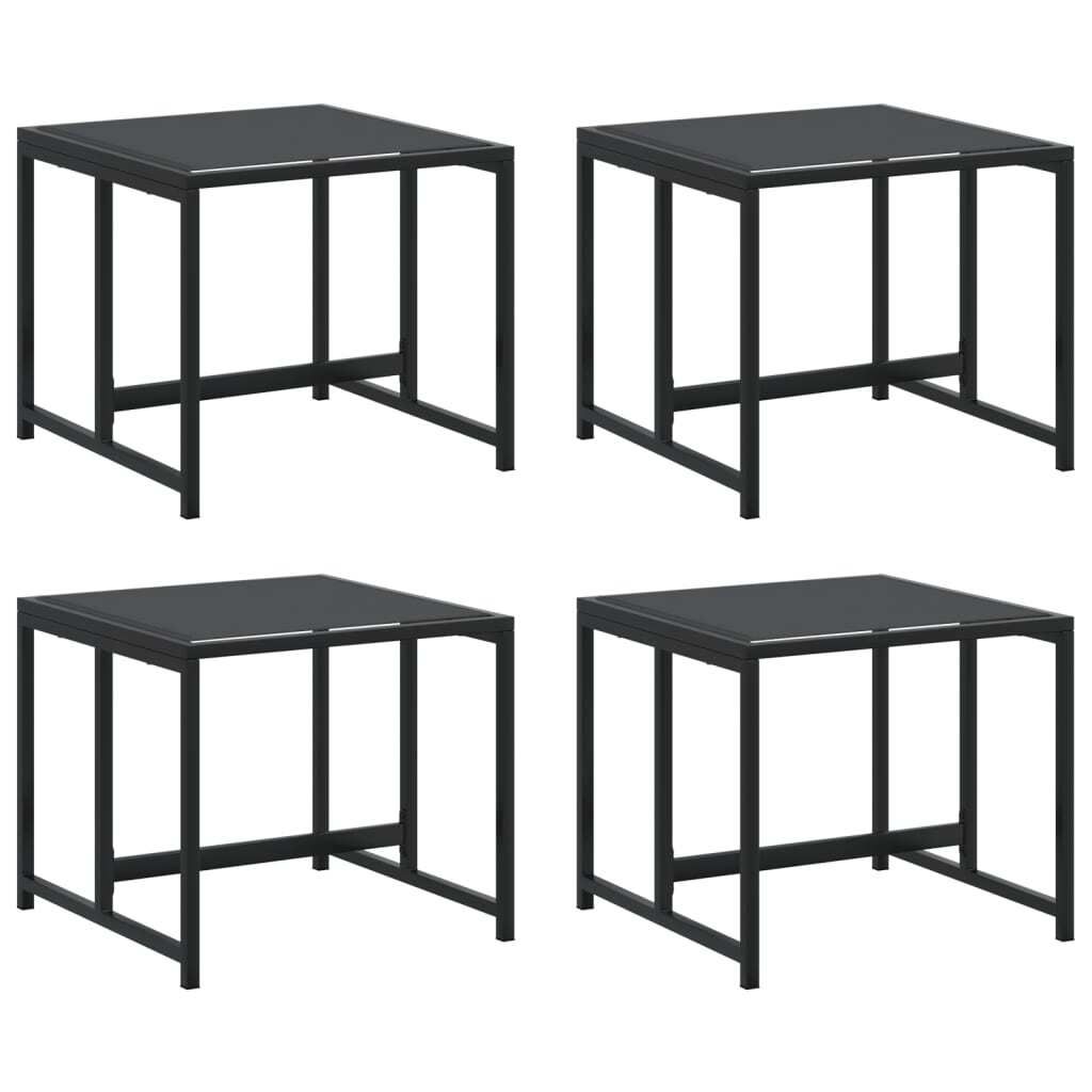vidaXL Gartenhocker 4 Stk. Schwarz Stahl und Textilene