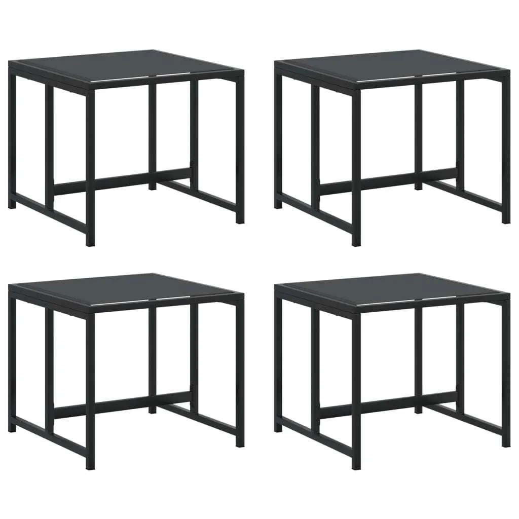Set 4 Sgabelli da Esterno vidaXL Acciaio Nero e Textilene - Design Moderno