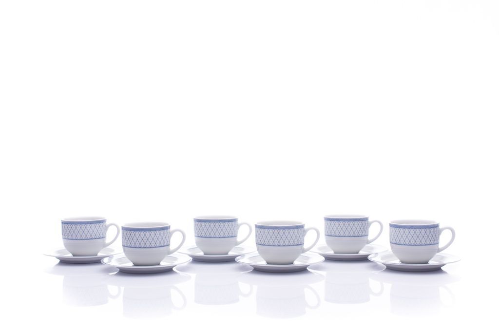 Šálky a podšálky, český porcelán, Opal, modrá mriežka, 165 Obrázok produktu 
