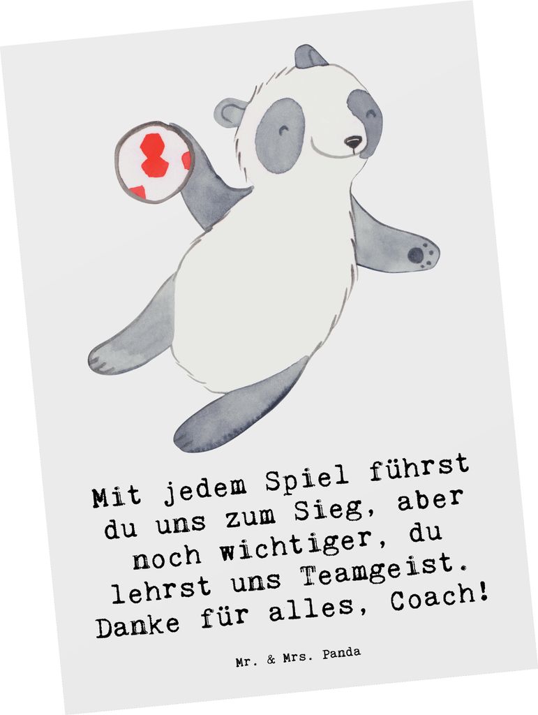 Mr. & Mrs. Panda Grußkarte Handball Trainerin Dankeschön - Produktbild 