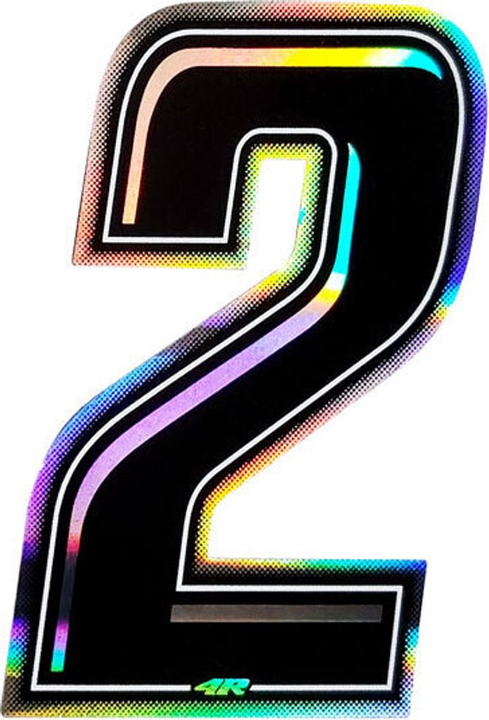 Aufkleber Rennnummer für Motorrad "2" Slim Schwarz 100 mm