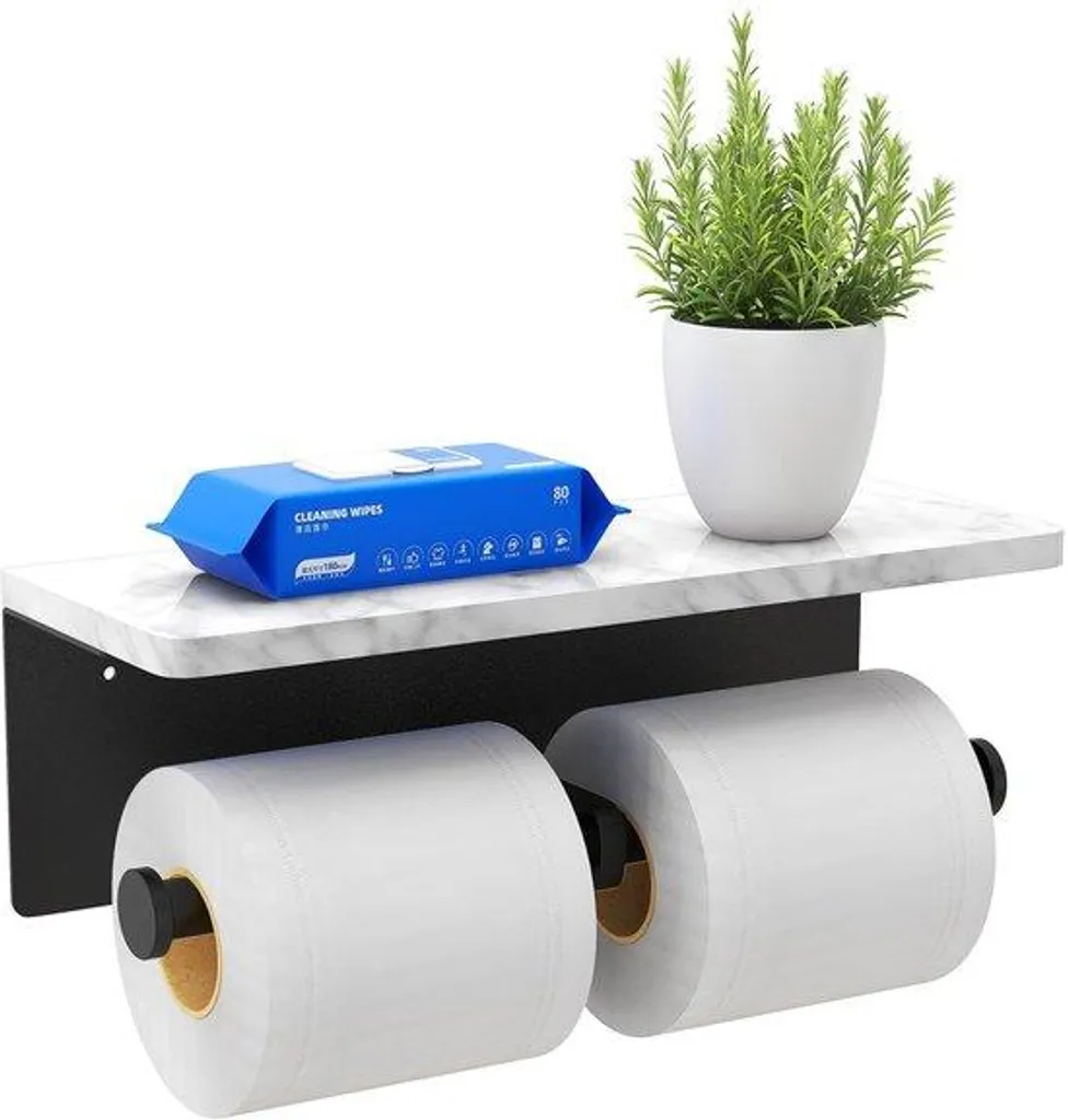 Support papier toilette double noir : fini les pannes avec son étagère