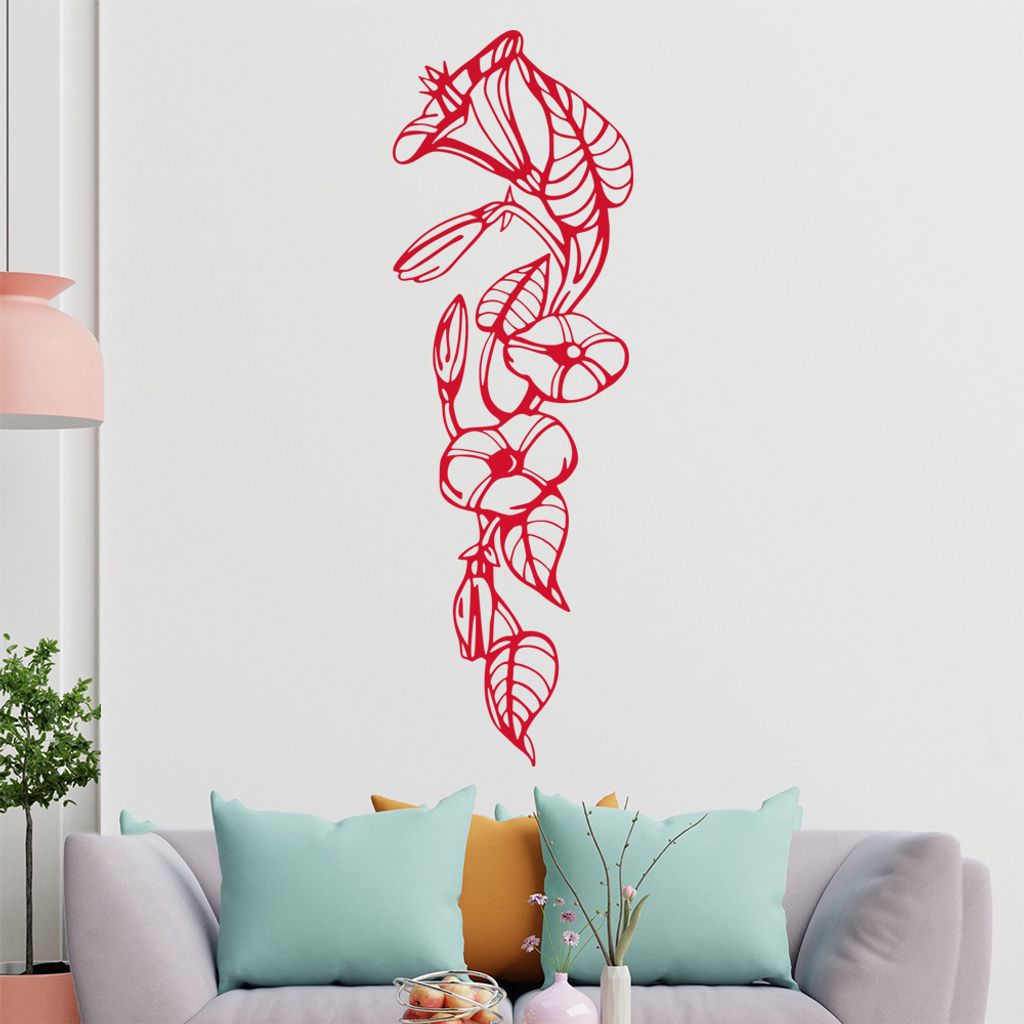 Blume - Ranken Wandtattoo in 6 Größen - Wandaufkleber Wall Sticker - Dekoration, Küche, Wohnzimmer, Schlafzimmer, Badezimmer