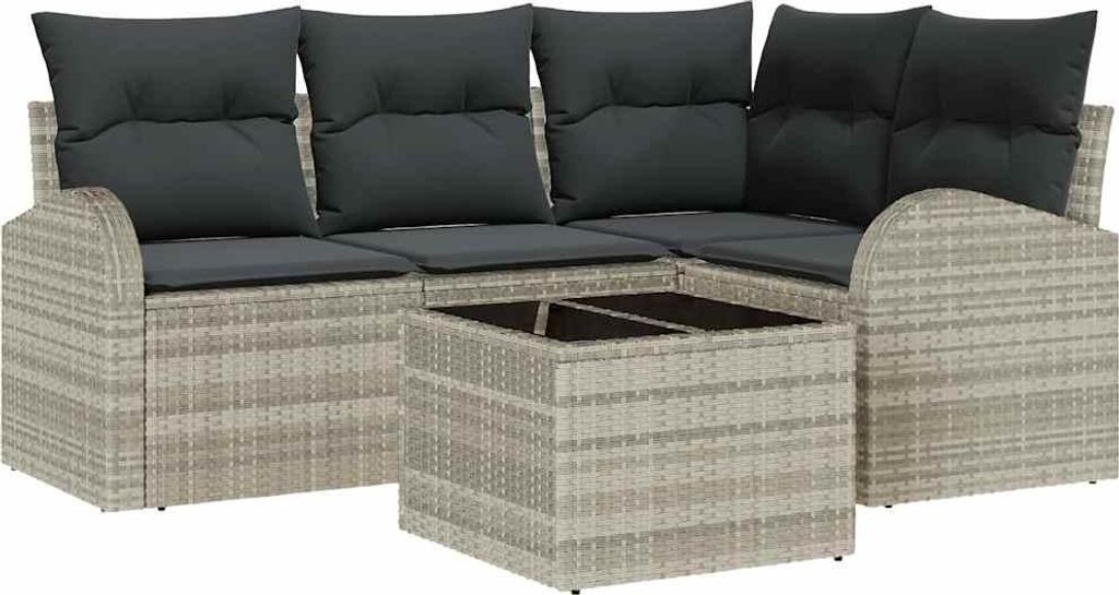 vidaXL Gartensofa-set 5 pcs Hellgrau Poly-Rattan