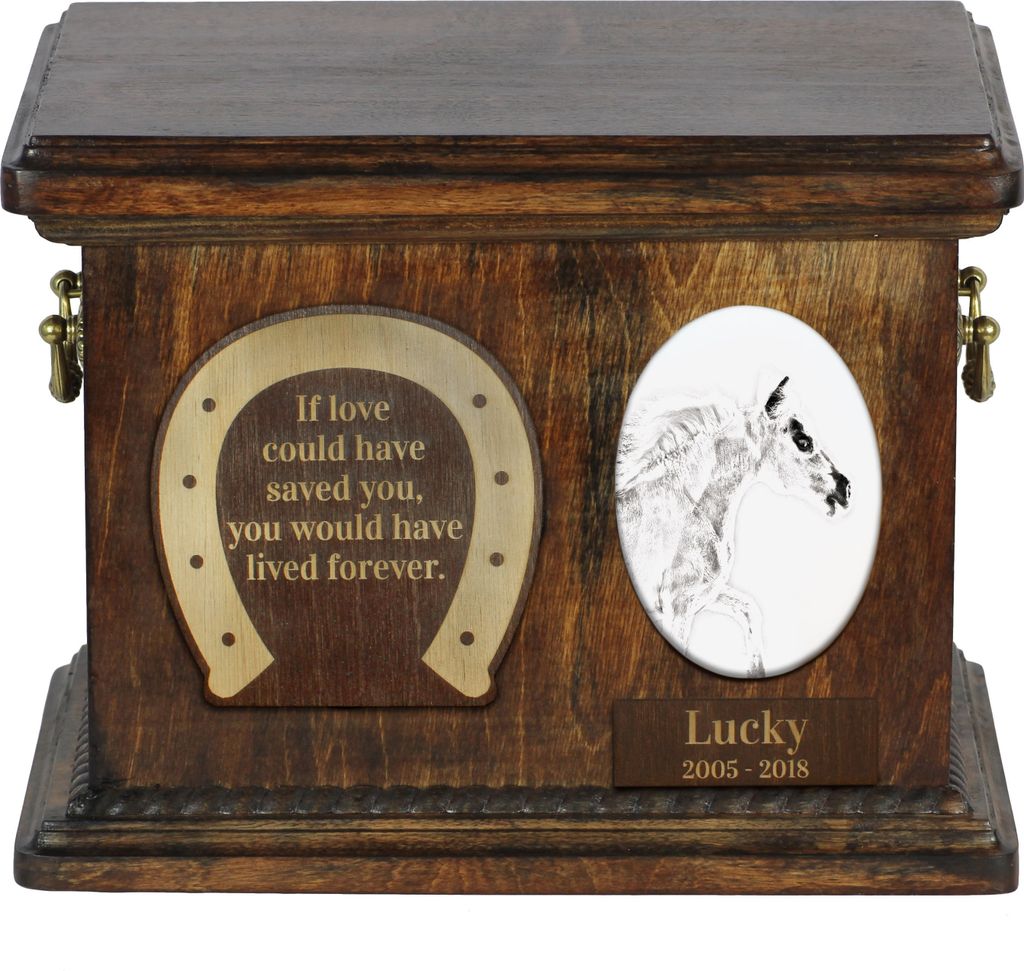 Falabella - Eine Urne für die Asche eines Pferdes, eine Urne für ein Pferd mit Foto, personalisierte Tierasche-Box von Art-Dog.