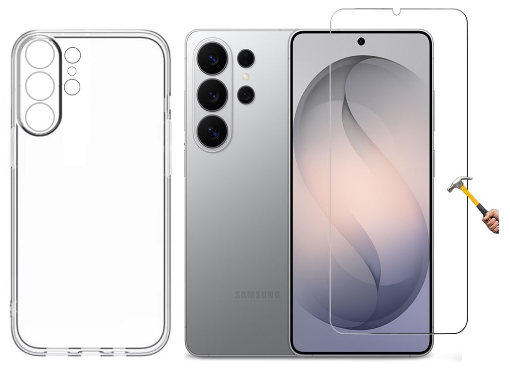 2in1 für Samsung Galaxy S26 Ultra Panzerglas mit Silikon Produktbild 