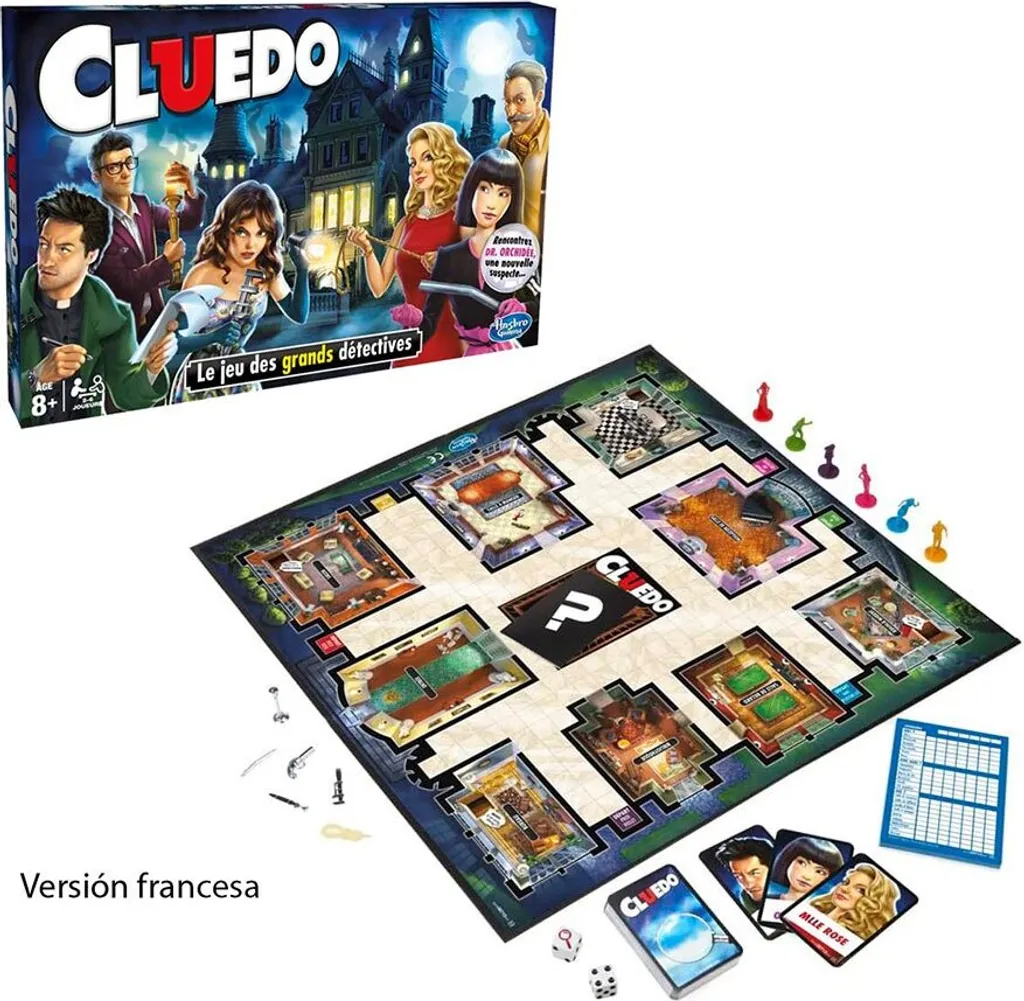 Cluedo Mystery Game Hasbro, jeu d'intrigue multicolore version française