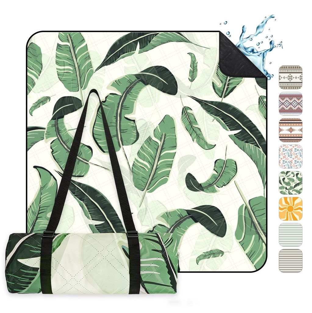 Sekey 200x200 cm Picknickdecke Wasserdicht Campingdecke XXL Stranddecke, Blatt