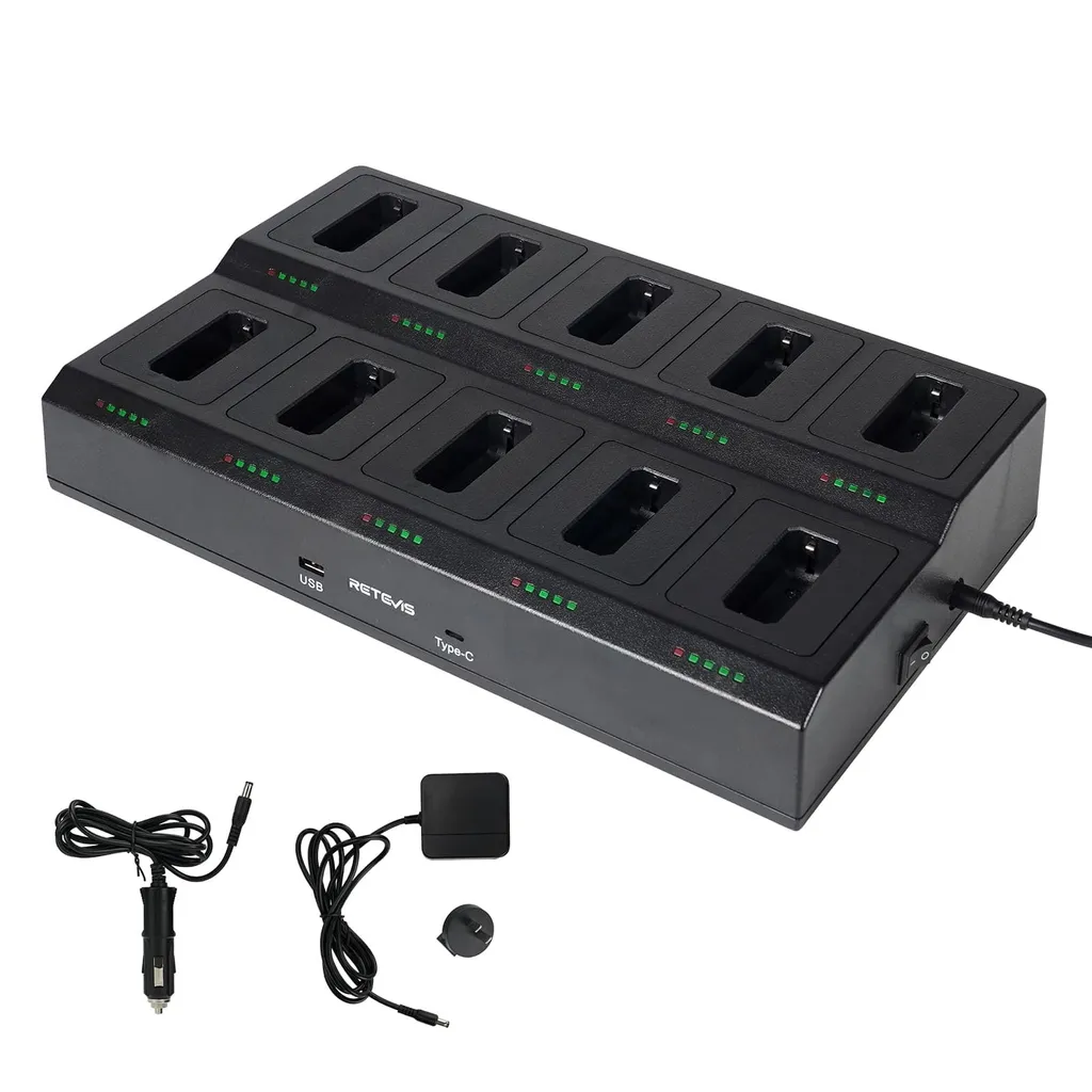 Chargeur Fixe 10 Voies Retevis RTC22T Évite Panne Batterie RB619