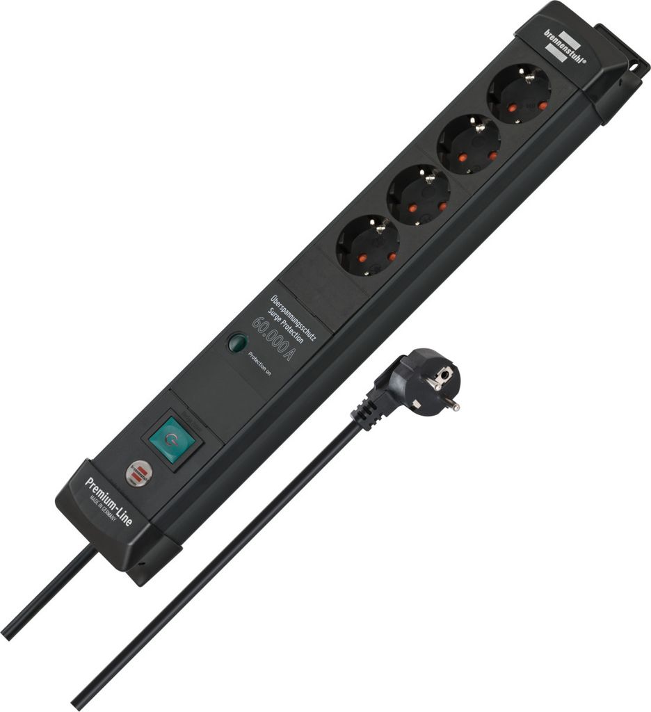 Brennenstuhl Premium-Line stekkerdoos 4 sockets 1.8m zwart met schakelaar en