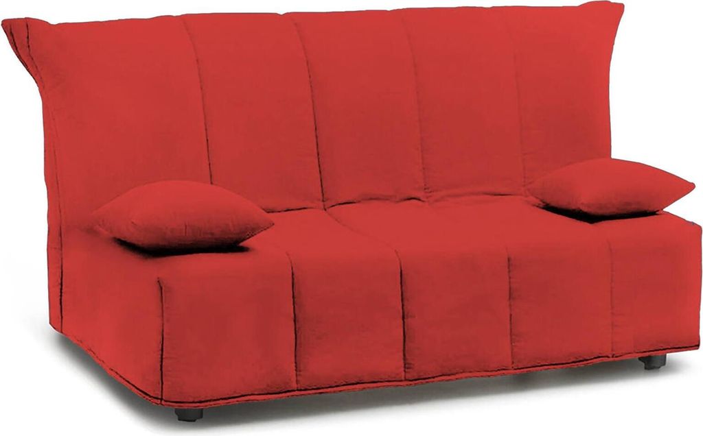 Schlafsofa Allegra, 3-Sitzer-Sofa, 100% Italy, Wohnzimmersofa mit Trolley-Öffnung, aus gepolstertem Stoff, inklusive Kissen, Cm 165x90h85, Rot
