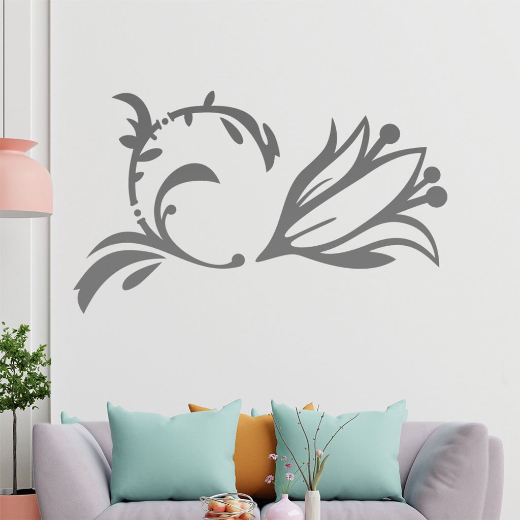Blume - Ranken Wandtattoo in 6 Größen - Wandaufkleber Wall Sticker - Dekoration, Küche, Wohnzimmer, Schlafzimmer, Badezimmer