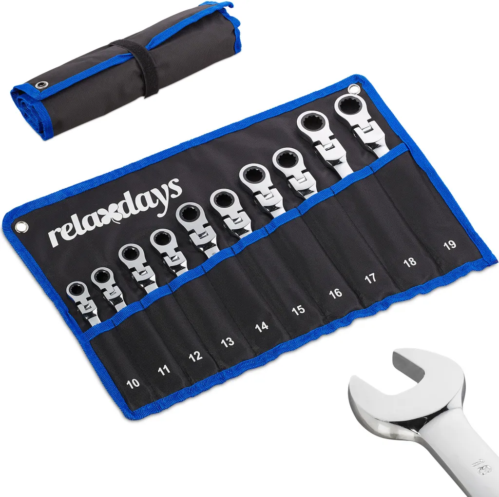 Offerta Set 10 Chiavi a Cricchetto Flessibili Relaxdays - Acciaio CRV
