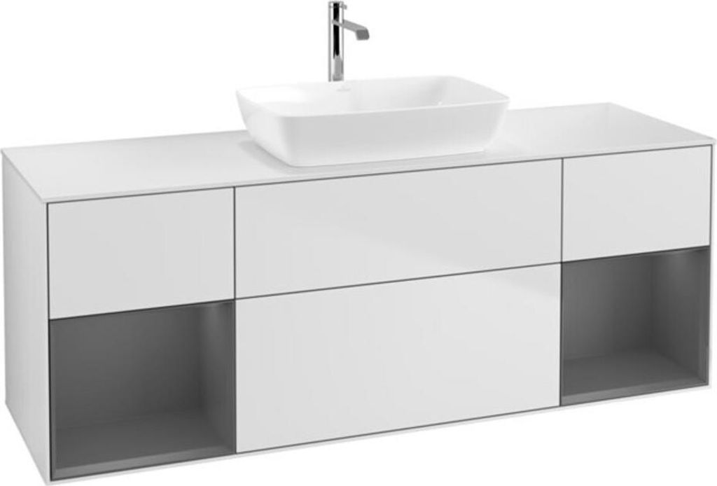 V&B Waschtischunterschrank Wandbeleuchtung Finion 160cm, Pl w m, Rg A m Lac, wh. m Lac