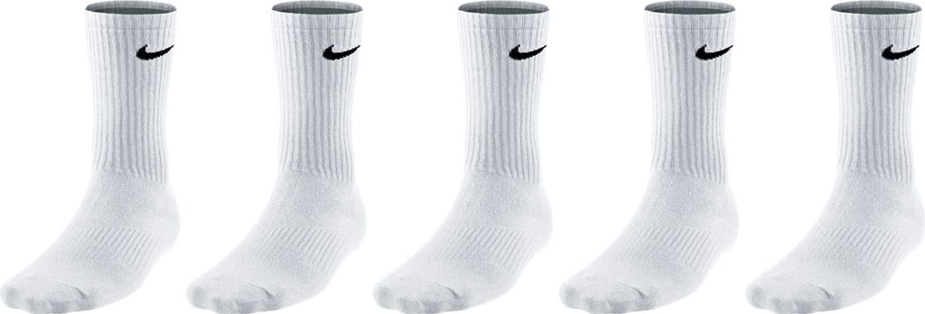 5 Paar Nike SX7664 Socken Lang Herren Damen - Farbe: weiß - Größe: 46-50