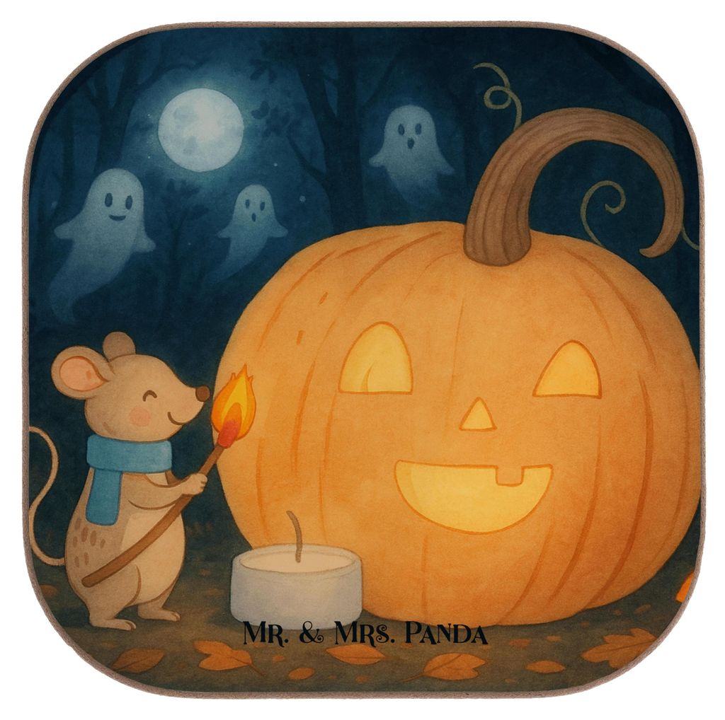Mr. & Mrs. Panda Untersetzer für Gläser Kürbis Maus Design - Weiß - Geschenk, Holzuntersetzer, Dekoration, Trick Or Treat, Coaster, Halloween D...
