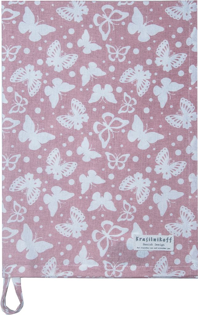 Krasilnikoff – Geschirrtuch KW12943 – Butterflies / Schmetterlinge, Dusty rose