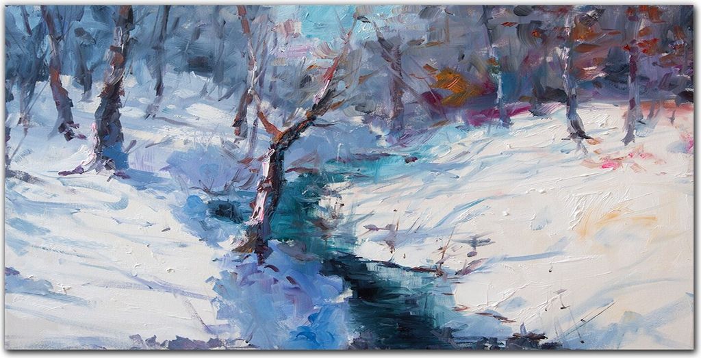 Coloray Bild aus Acryl 140 cm x 70 cm - Gehärtetes Acryl Bild auf Acrylglas Wohnzimmer Küche Dekoration Wanddekoration - Gemälde Winterwald