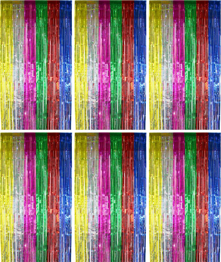 6x Lametta Vorhang - bunt - 91x244 cm Produktbild 