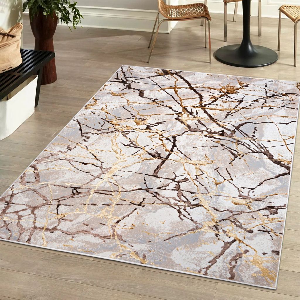 Koberec 160 x 230 cm Béžový krémový se zlatem / MZ34D Obrázek produktu 