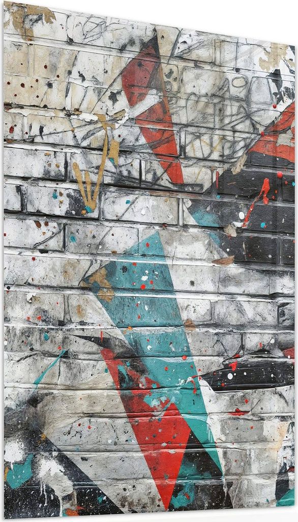 Glasbild 40x60cm in XXL für Wohnzimmer, Schlafzimmer Motiv Graffiti Mauer