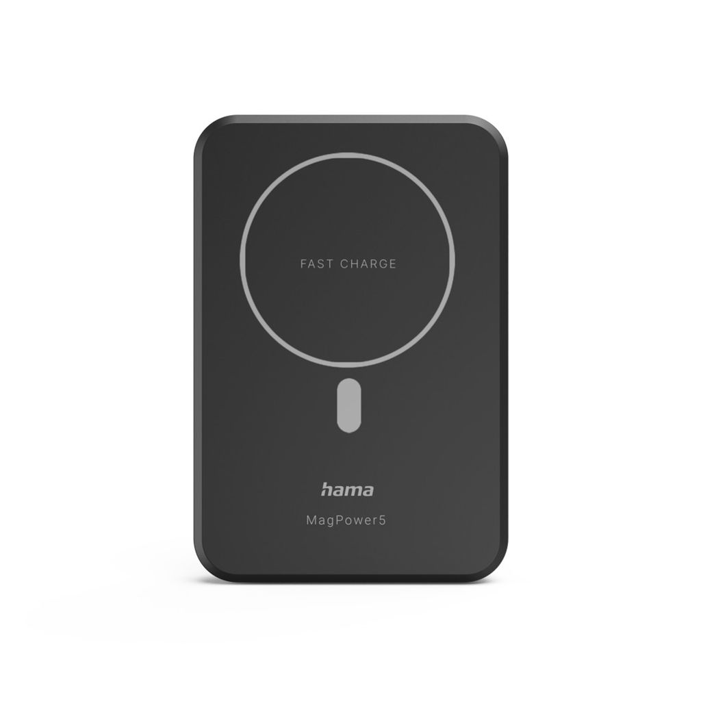 hama MagPower5 wireless Powerbank 5.000 mAh schwarz Produktbild 2