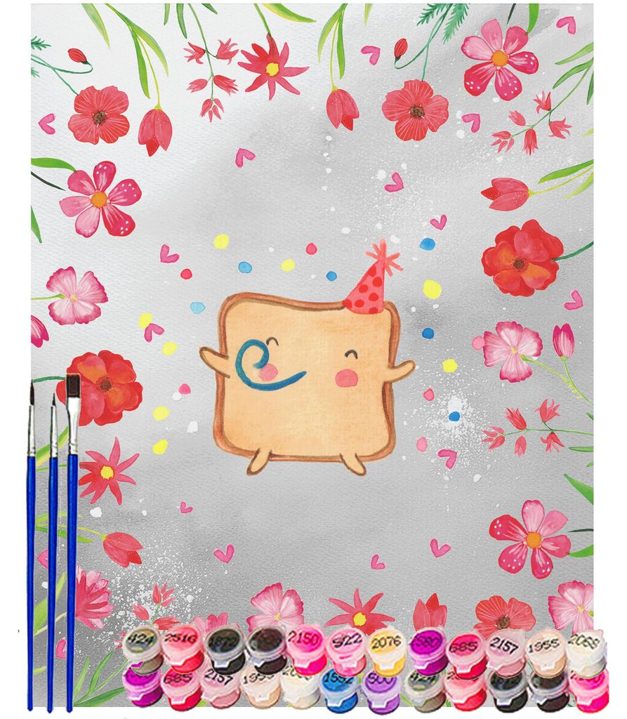 Mr. & Mrs. Panda Malen nach Zahlen Toast Party 40 x 50 cm Ohne Rahmen - Grau Pastell - Geschenk, Freundin, diy set, Mitbringsel, Hochzeitstag, Zahl...