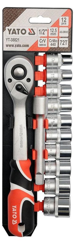 Yato YT-38821, Steckschlüssel-Set, 12 Stück(e), Chrom, Produktbild 