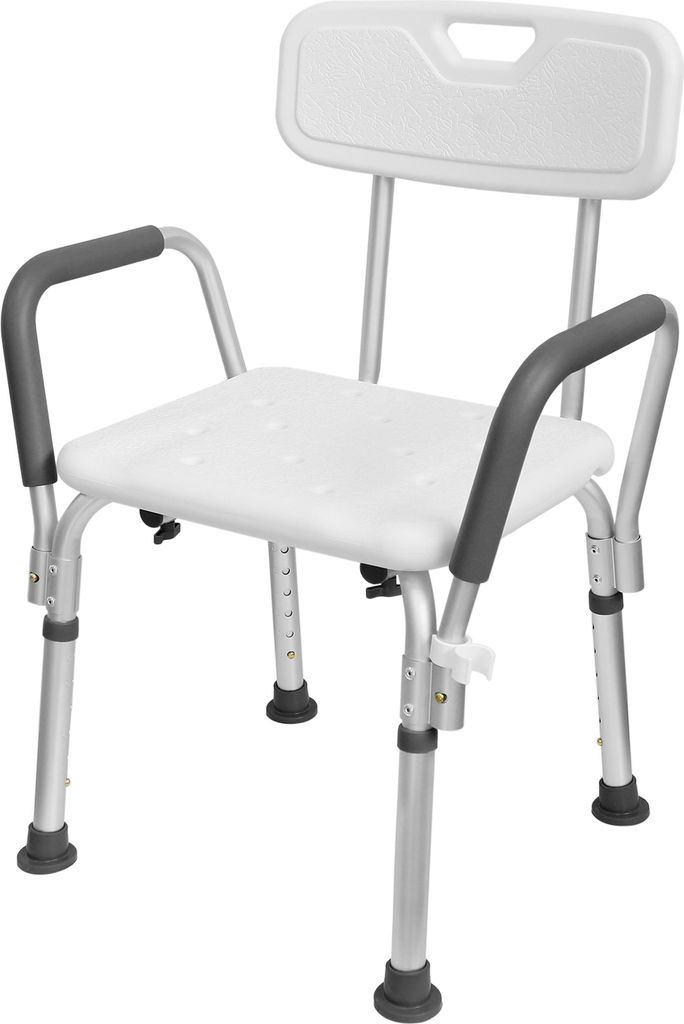 YUENFONG Duschhocker Duschstuhl Höhenverstellbar Duschhocker mit Armlehne und Rückenlehne Anti-Rutsch Badsitz Duschhilfe Duschsitz aus Alu und Ku...