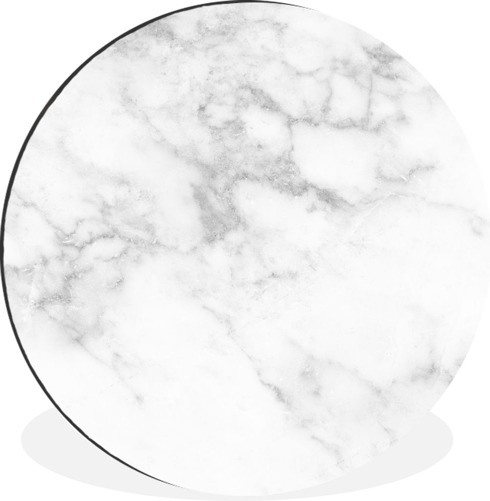 MuchoWow Aluminium Wandkreis Marmor - Weiß - Grau - Luxus - Marmoroptik - Stein Ø 30 cm Wanddeko Modern Wohnzimmer - Wand Bild - Wohnzimmer - R...
